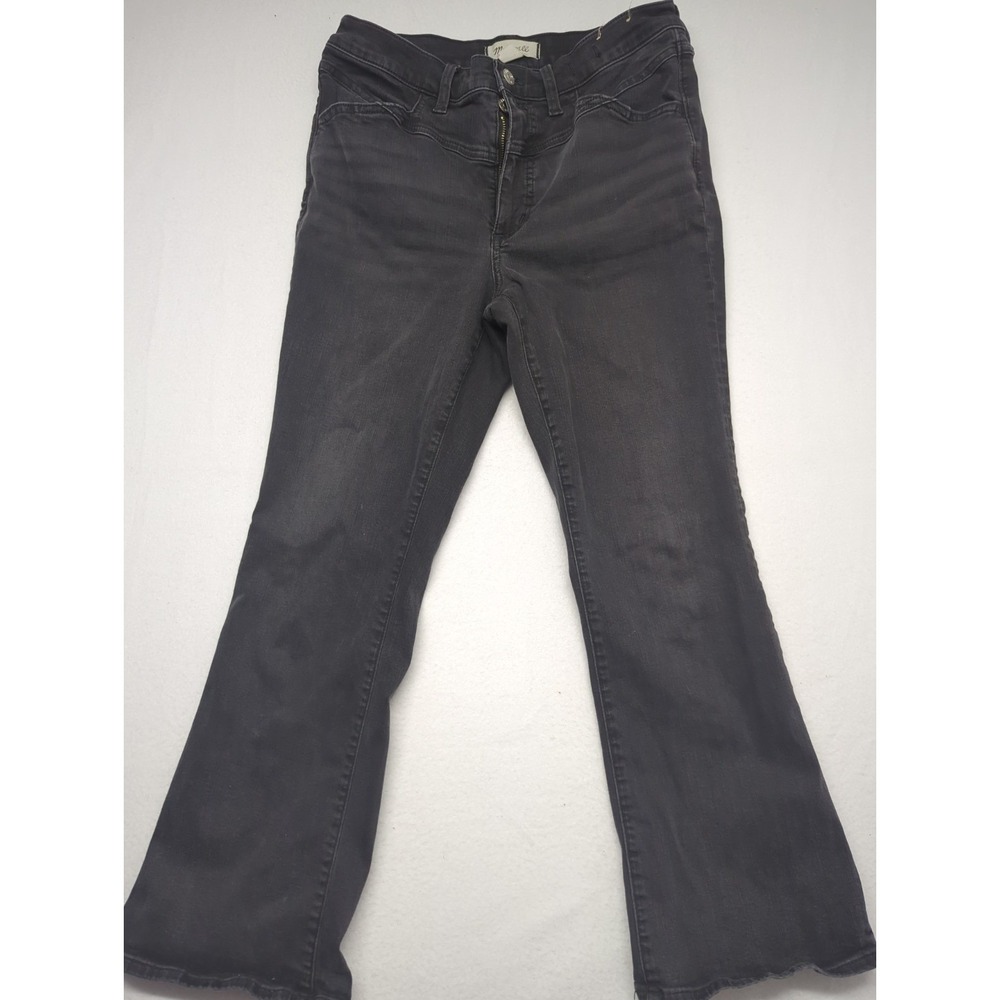 Madewell Mid-Rise Kick Out Jeans in Black Rinse Wash Preppy Goth Size 29x28